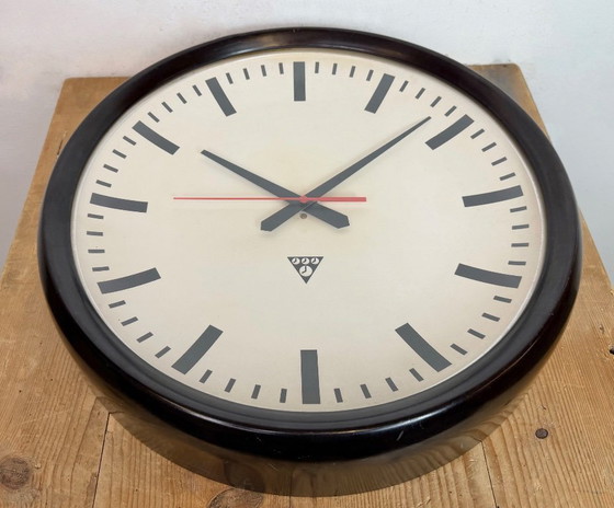 Image 1 of Large Industrial Bakelite Factory Wall Clock from Pragotron, 1950s