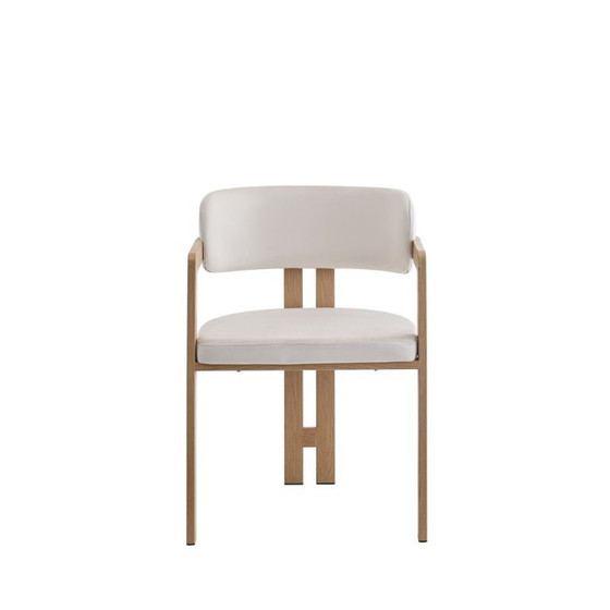 Image 1 of SEDIA MELLOW CON GAMBE EFFETTO LEGNO E SEDILE IN VELLUTO BEIGE