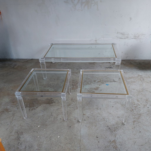 Set of 3 Vintage Design Tables by Fabian Art, Rome Italy