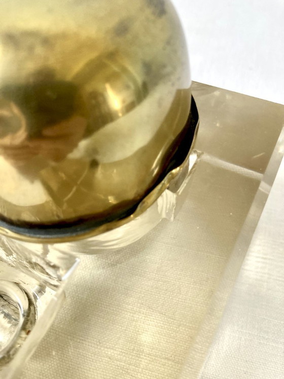 Desk Inkwell with Beveled Cut Glass Reservoir and Brass, circa 1900 – Decorative Objects (photo 10 of 18)