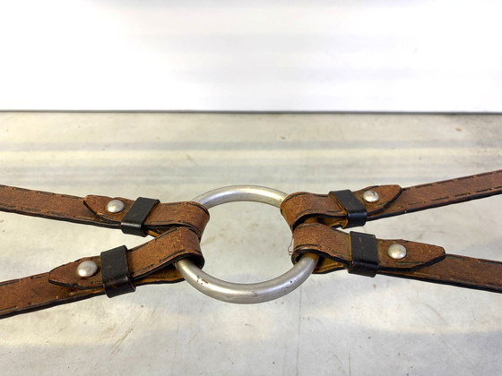 Hermes Style Console, 1970s – Glass, Leather (photo 9 of 10)