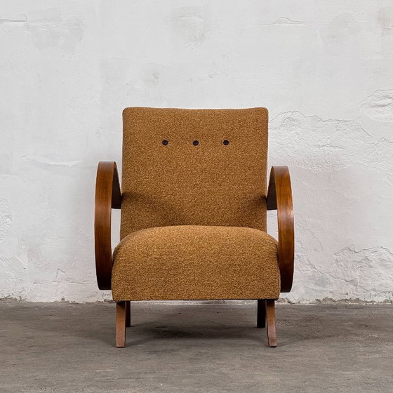 Image 1 of Coppia di poltrone Art Déco H-410 completamente restaurate, di Jindřich Halabala, 1930