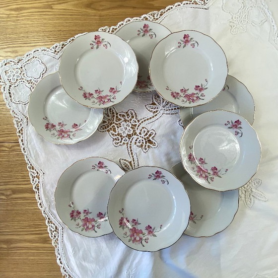 Image 1 of Royal Tognana Italy Antique Porcelain Dessert Plate Set of 9 Plates