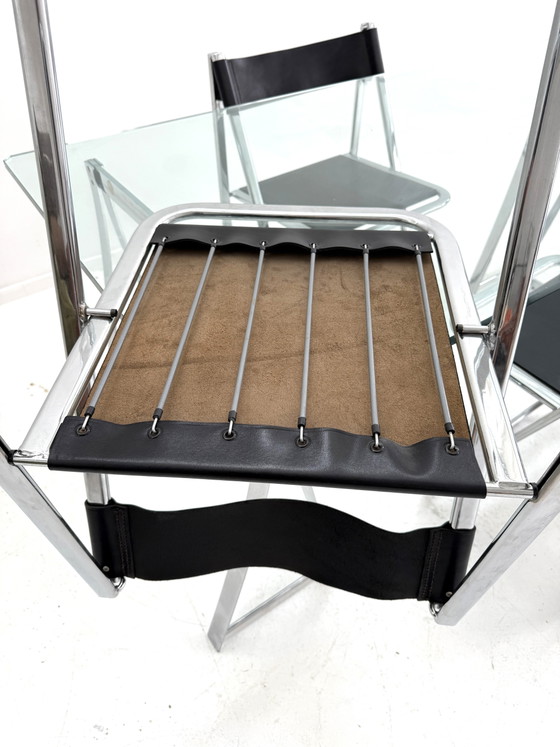 4x Vintage ‘Tamara’ Klapstoel, Arrben Italy ‘80 – Klapstoelen, Chrome, Leather (photo 10 of 13)