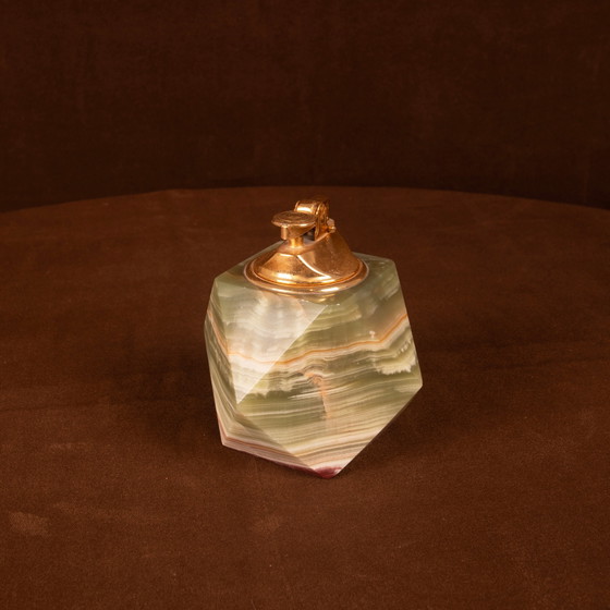 Accendino da tavolo italiano geometrico in onice verde e ottone, 1970 – Oggetti decorativi, Brass (photo 11 of 14)