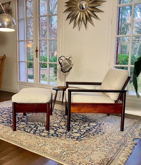 Image 1 of Fauteuil & Ottoman Hans Olsen – Vatne Møbler (Danemark, 1960s) Palissandre