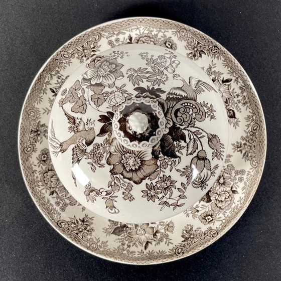 Image 1 of Beurrier en céramique blanche et brune Wedgwood Faisans