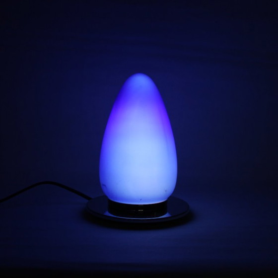 Image 1 of Vintage blauwe en chromen eivormige tafellamp