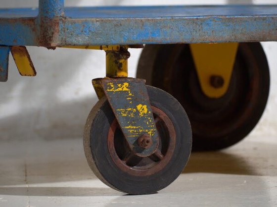 Industrial blue metal cart – Factory trolley Europe – circa 1950 #1 – Bar carts, Iron, Industrieel (photo 17 of 35)
