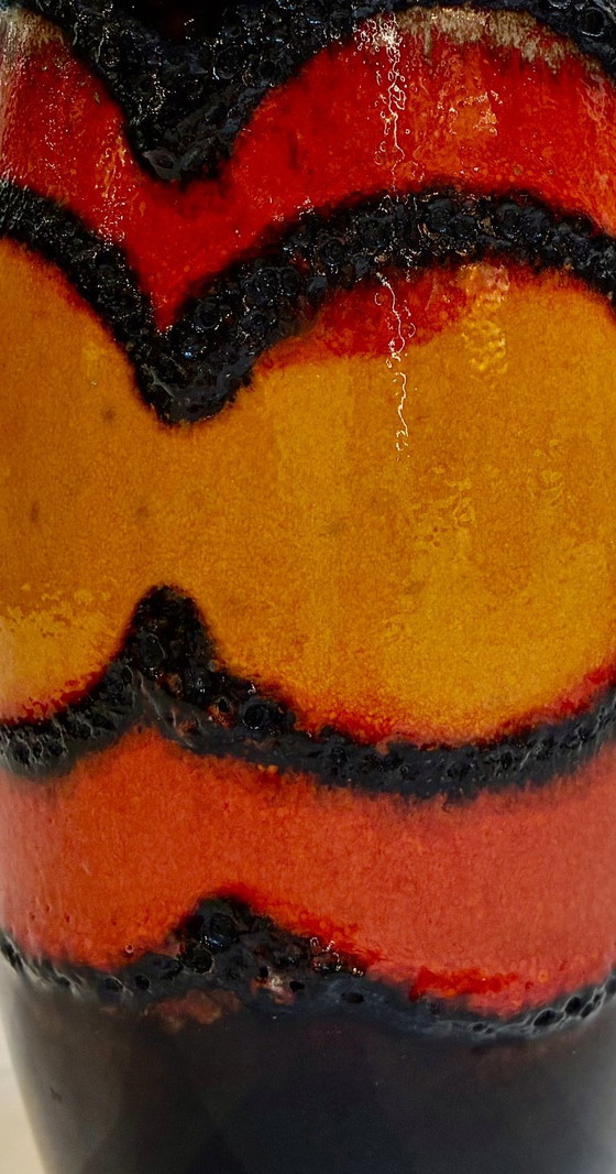 Vaso in ceramica Fat Lava, multicolore, Scheurich W-Germany, Vasi, Marrone, Vintage (foto 4 di 5)