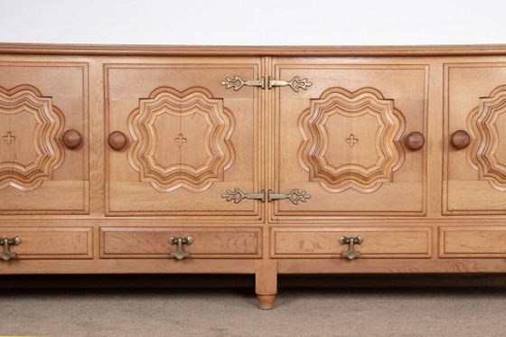 Image 1 of Very large French sideboard in solid oak by Guillerme and Chambron for Your Home 1960.