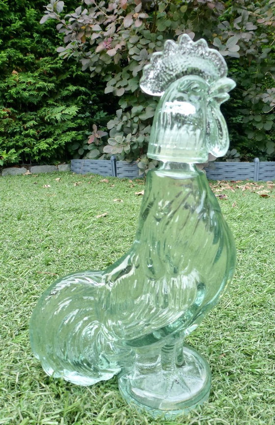 Image 1 of 2x Vintage Glazen karaffen in de vorm van Hond en Haan.