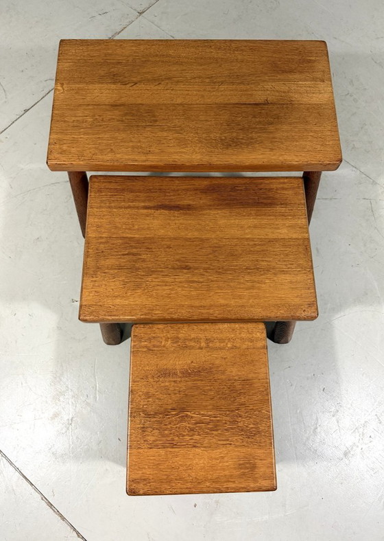 Image 1 of Tavolini impilabili in rovere biondo rustico brutalista mimiset