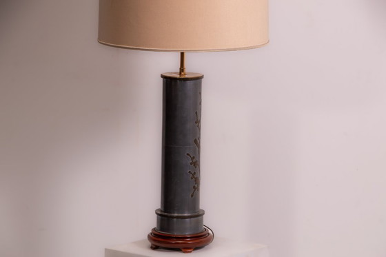 Image 1 of Pewter vase lamp circa 1970