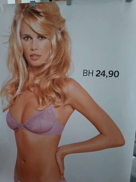 Image 1 of Affiche vintage Abri avec Claudia Schiffer pour H&M, années 90