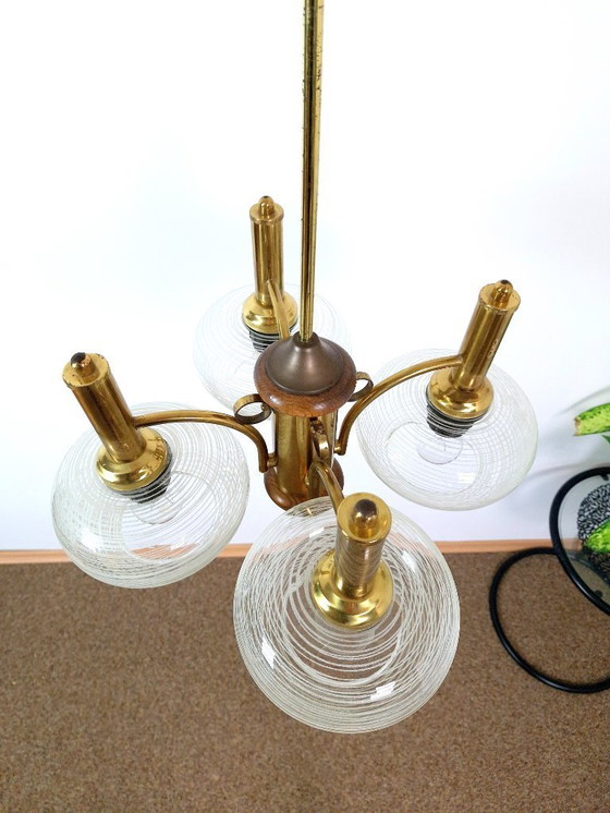 Image 1 of Mid Century Chandelier / Vintage Pendant Light / Rustic Elegant Light Fixture / Yugoslavia 1970's / Hanging Lamp