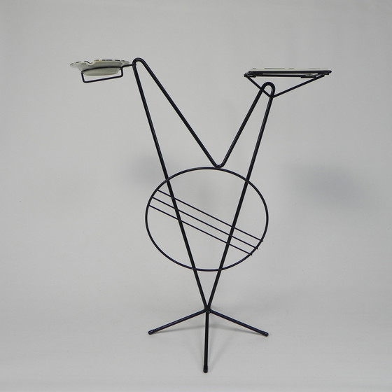 Image 1 of Fifties side table with newspaper rack and COGEBI ORNAMIN parts