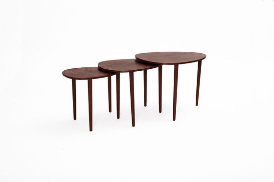Image 1 of Set of Three Nesting Tables by Beder Trædrejeri, Denmark 1960s
