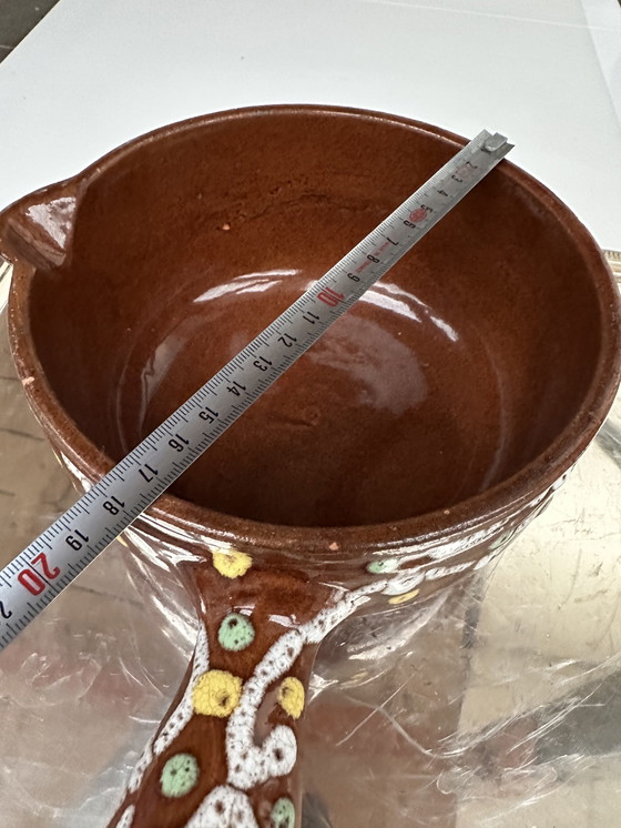 Image 1 of Caquelon antico di Digoin in gres dipinto a mano e smaltato