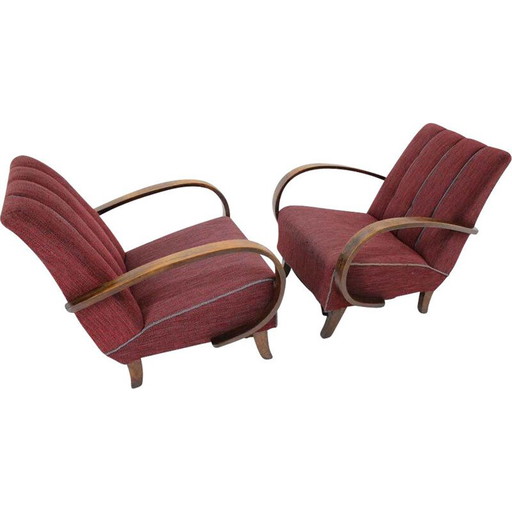 Paire de fauteuils vintage de Jindrich Halabala, Tchécoslovaquie 1950