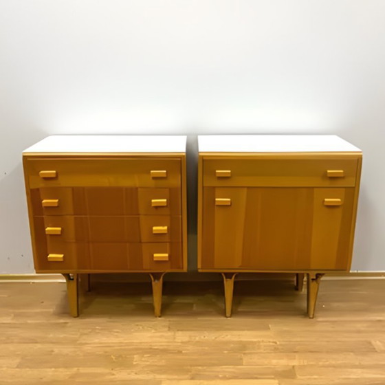 Image 1 of Set of 2 Retro Cabinets by F. Mezulánik, Brussels Style, 1960s