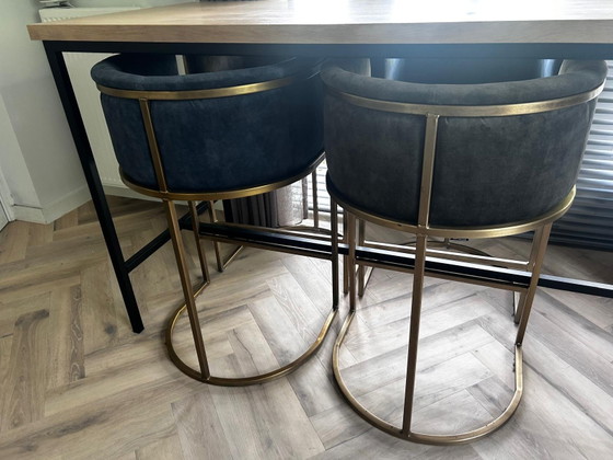 High Table With 4 Bar Stools – meubel groothandel, Dining set, Metal, Textile (photo 5 of 5)
