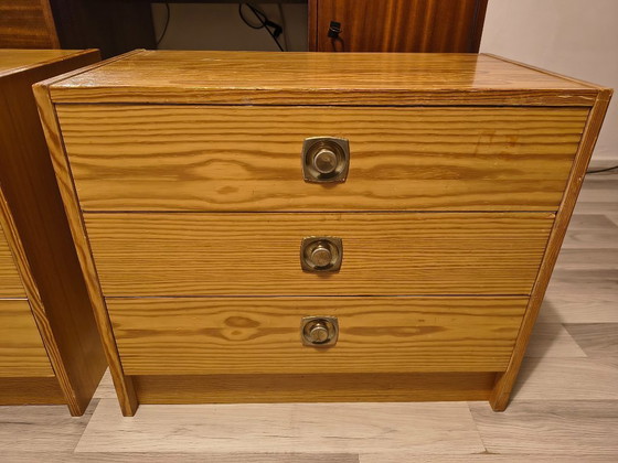 Image 1 of Chest of drawers (2 pieces) made of pine from the 1960s