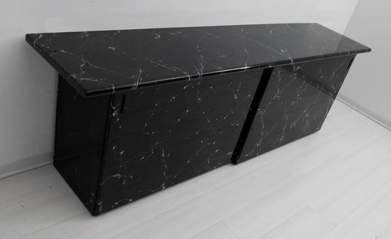 Image 1 of Marquina Schwarzer Marmorlack Italienisches Postmodernes Sideboard, 1980er Jahre