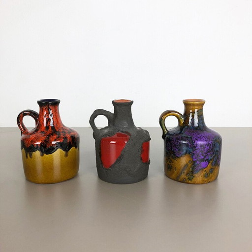 Ensemble de 3 vases en céramique vintage par Marei Ceramics, Allemagne 1970