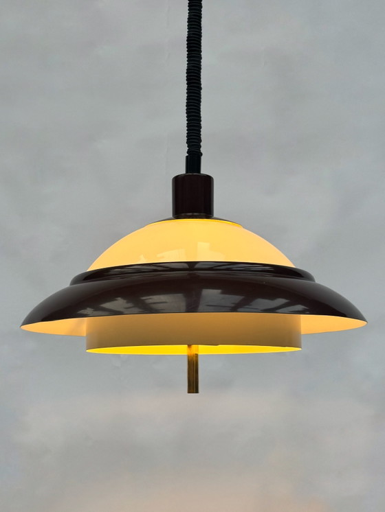 Image 1 of Suspension vintage Dijkstra en forme d'OVNI | Style moderne du milieu du siècle | Ère spatiale | Années 1970