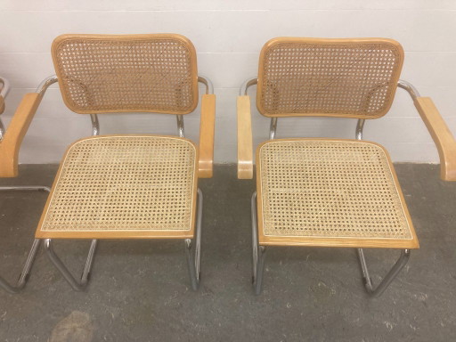3 X Vintage Cesca Breuer – Merk onbekend, eetkamerstoelen, Wood, Rattan (photo 2 of 17)