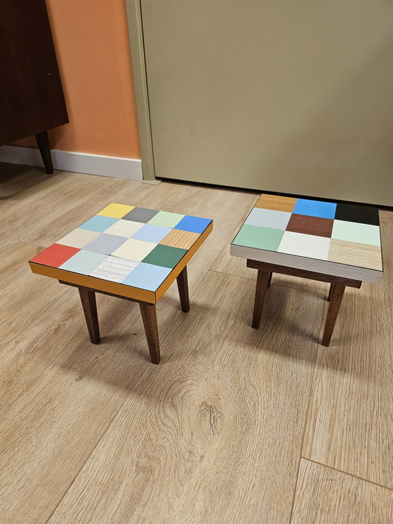 Image 1 of Set van 2 Vintage Plantentafeltjes Bijzettafeltje Tafeltje