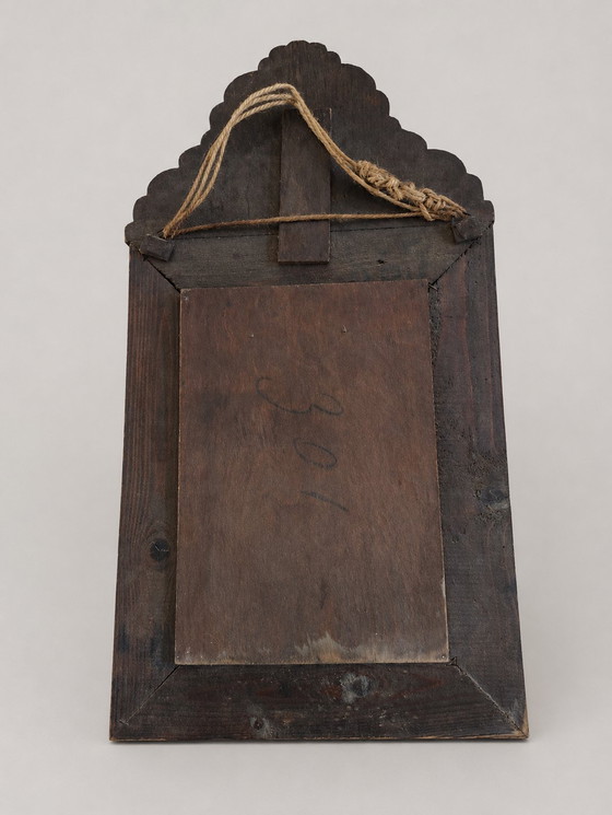 Image 1 of Oud Hollands interieur - Antieke spiegel met borstelkastje - 100% compleet met originele borstels