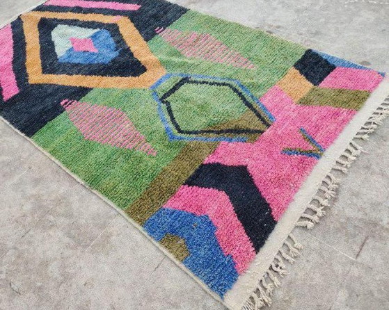 Tapis Berbère À Motifs Colorés Traditionnel Artisanal 140/260 Cm – Aime Té, Wool (photo 5 of 9)