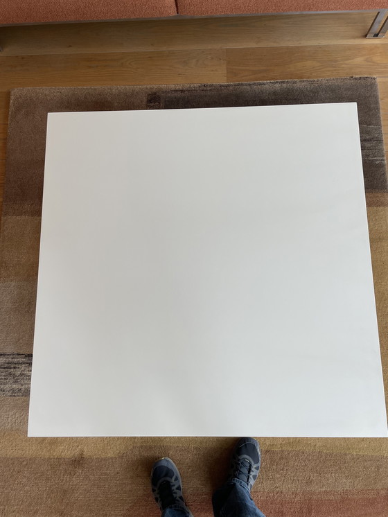 Image 1 of Tavolino Metaform, 110 m x 110 cm, altezza 36, ​​piano in ceramica con gambe spazzolate, opaco