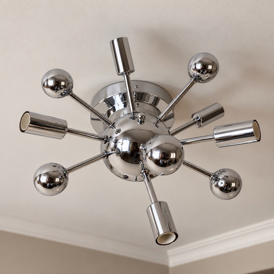 Sputnik, Space Age chrome ceiling light, Grey (photo 2 of 6)