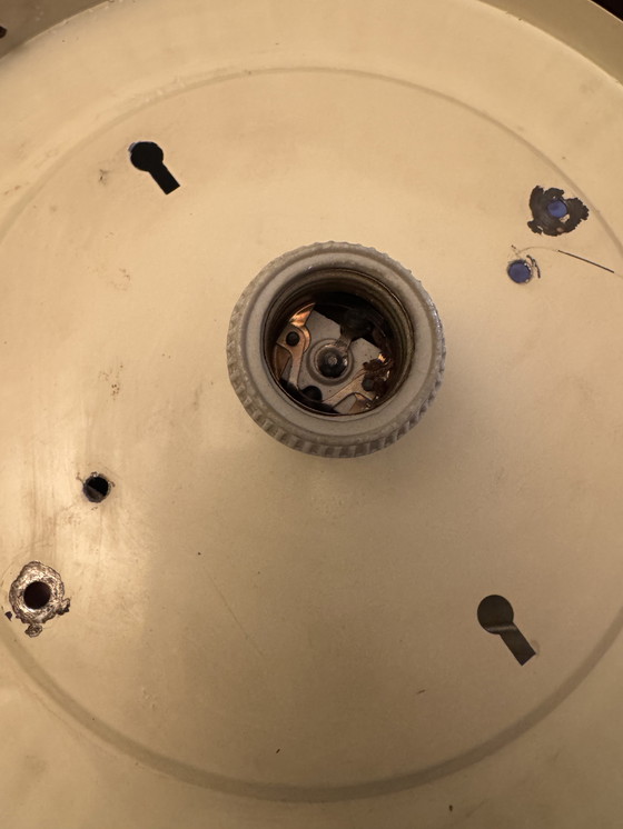 Image 1 of Kugellampe Opalinbasis vergoldet 70er Jahre