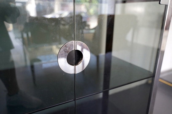 Image 1 of Mobiletto vintage in vetro e metallo cromato di Willy Rizzo per Mario Sabot. Italia, anni '70.