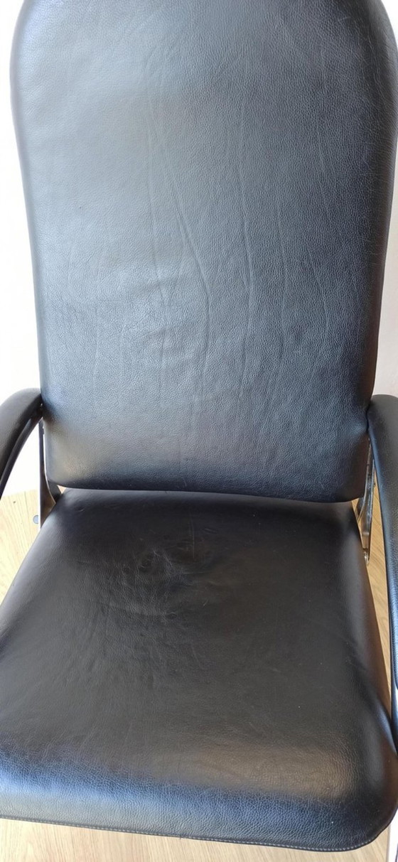 Image 1 of Fauteuil en cuir chromé, chaise longue des années 1970.