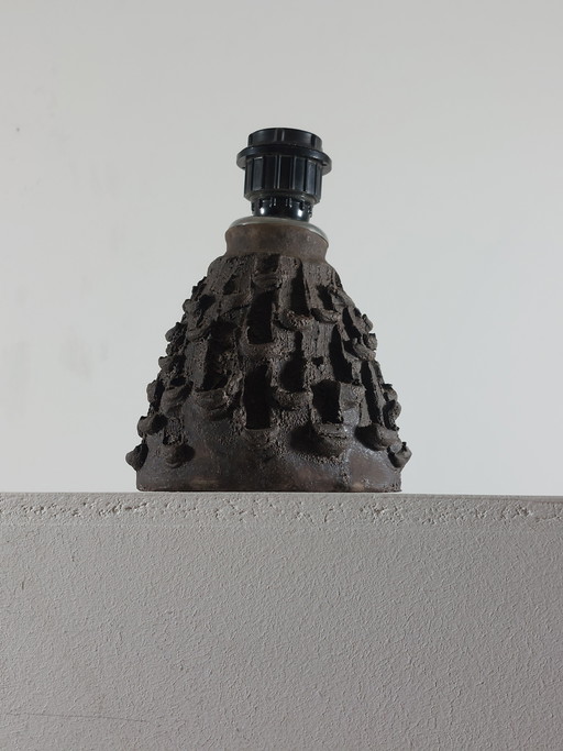 Vintage mid-century black brutalist ceramic lamp