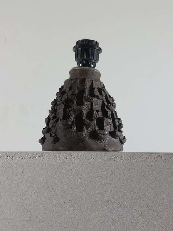 Image 1 of Vintage mid-century black brutalist ceramic lamp