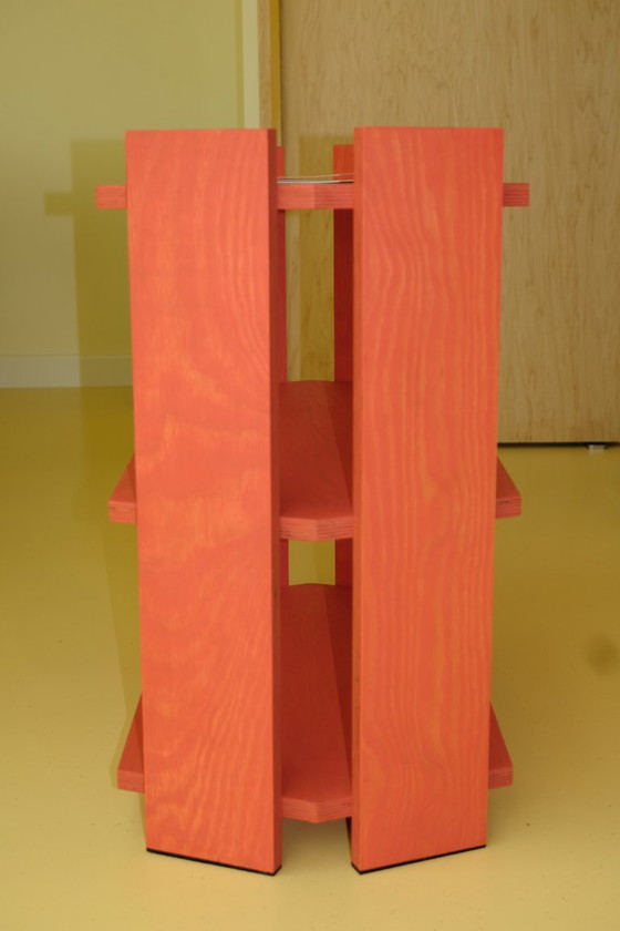 Handmade Open Bookcase / Shelving Unit – Transparent Orange Design – Wood (photo 4 of 5)