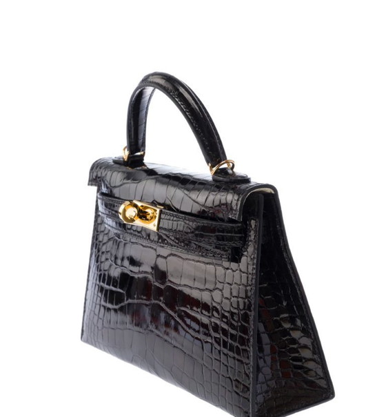 Image 1 of Borsa HERMES Kelly Mini en Cuirs exotiques Noir - 103471