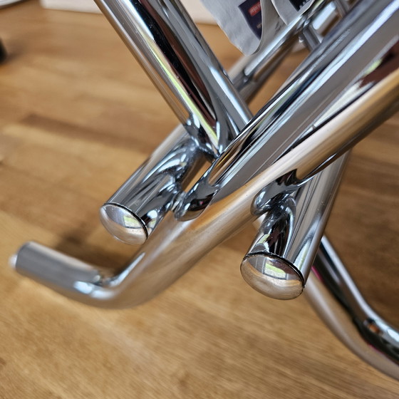Image 1 of Vintage Zack Design Bauhaus Magazine Rack 80s Chrome