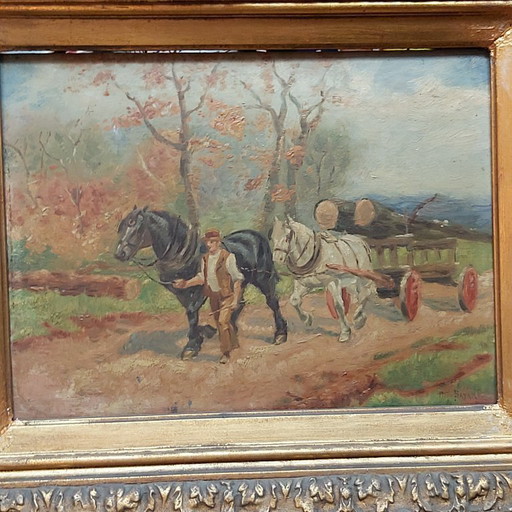 Paul Leon Bayart , agriculteur avec chevaux