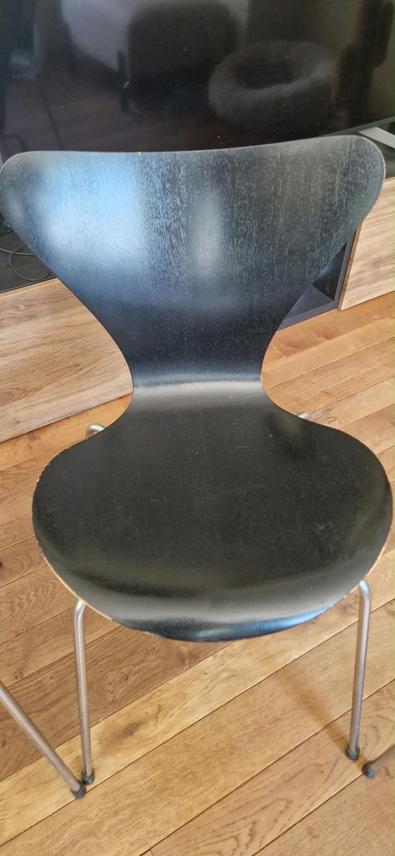 4 Vintage Fritz Hansen Designstoelen – Denemarken 1966 – Eetkamerstoelen, Wood (photo 4 of 12)