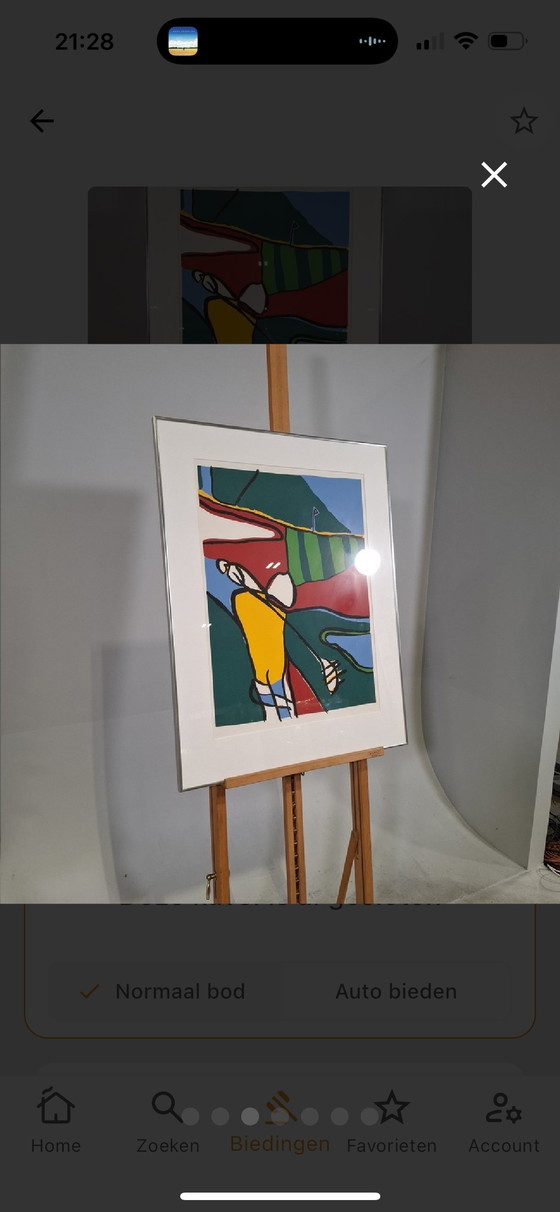 Image 1 of Michiel Poort - 18th hole 37/75 - 1989 - 70x90 cm framed