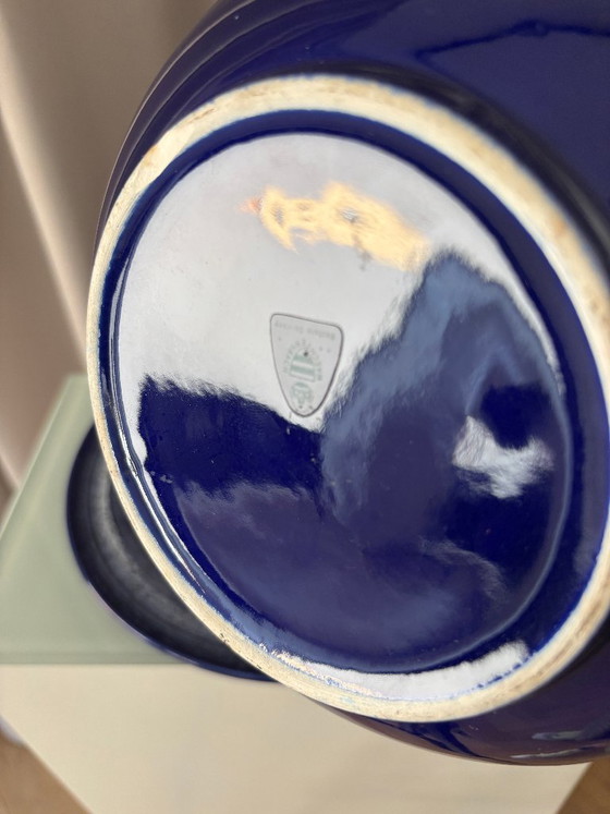 Set vintage di ciotola e piatto in ceramica blu cobalto di Waechtersbach, Germania Ovest. (photo 6 of 13)