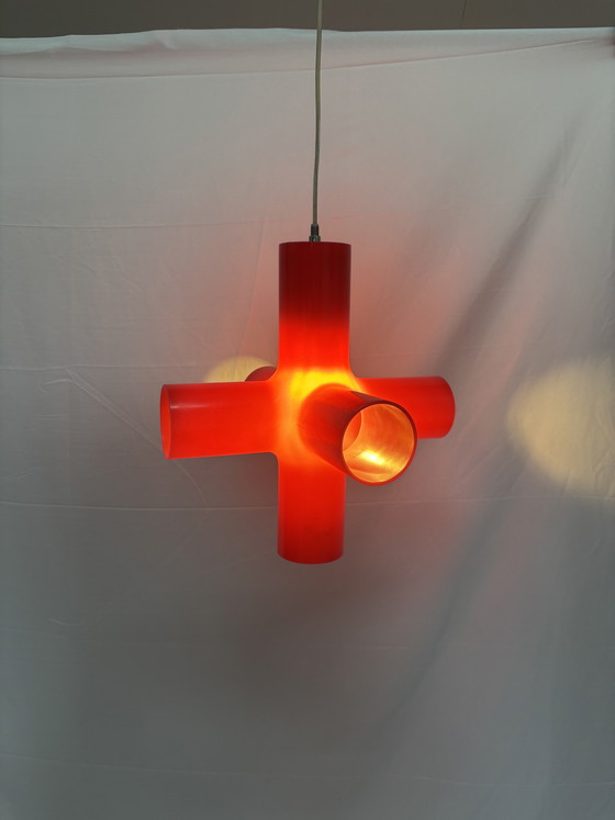 Image 1 of Vintage red Crosslight pendant lamp, design 1990