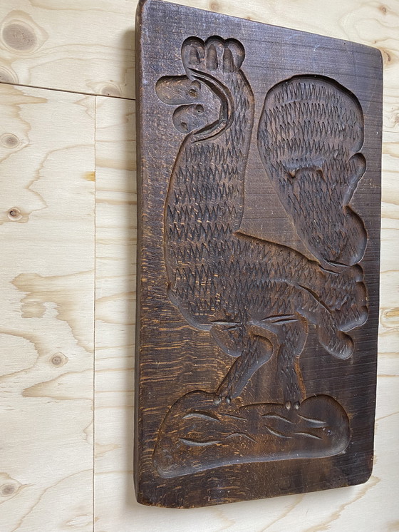 Image 1 of Tagliere di pan di zenzero in legno massello vintage - a forma di gallo